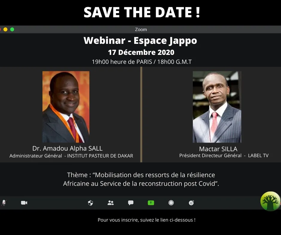Affiche du webinar du 17 décembre 2020 avec Amadou Alpha Sall et Mactar Silla